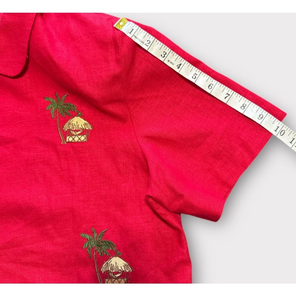 Vintage Ultra Dress NY Womens 2pc Size 14 Dress Embroidered Linen Blend Retro - Picture 15 of 16